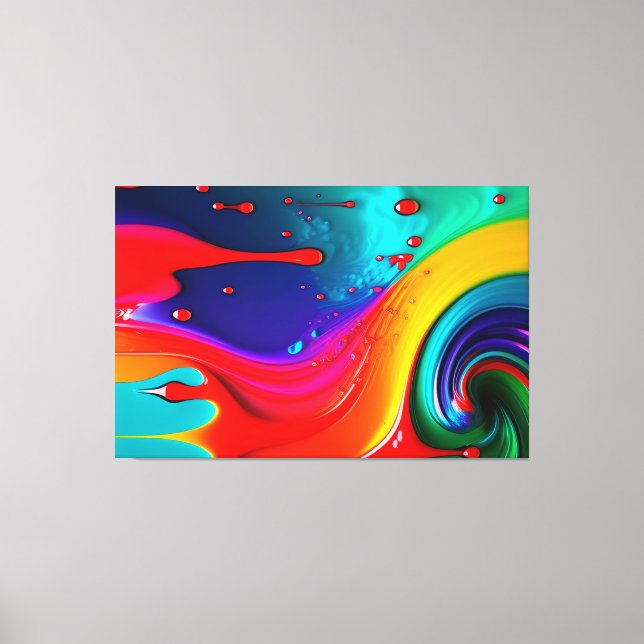Abstract Vibrant Paint Drip Art  Canvas Print (Front)