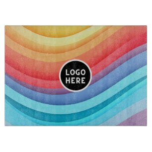 Abstract Vibrant Rainbow Waves   Add your Logo Cutting Board