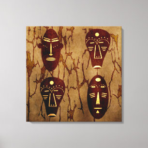 Abstract vintage African tribal face art drawing Canvas Print