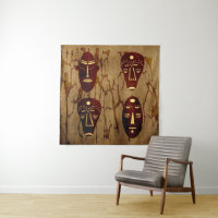 Abstract Vintage African tribal face art drawing