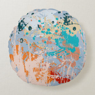Abstract vintage background with multi-colored pai round cushion
