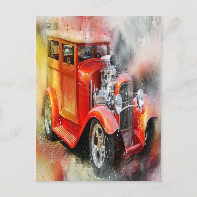 Abstract Vintage Car Postcard (Front)