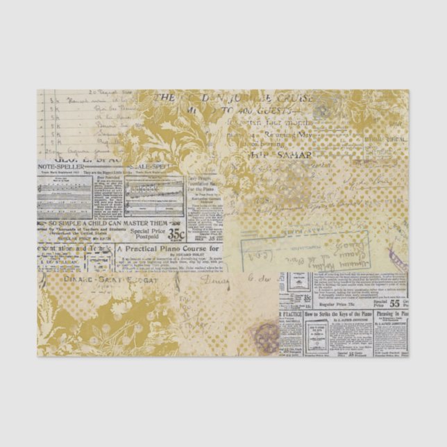 Abstract Vintage Collage Tissue Paper (Front)