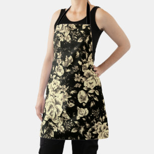 Abstract vintage floral sparkle glass texture apron