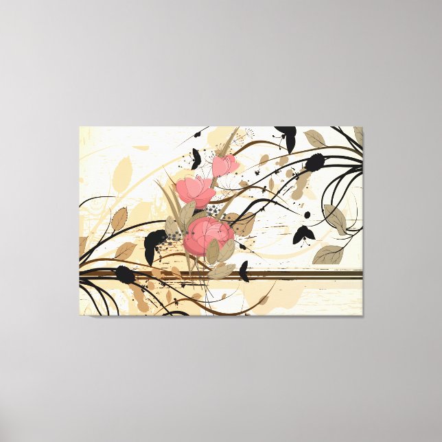 Abstract Vintage Floral Wrapped Canvas (Front)
