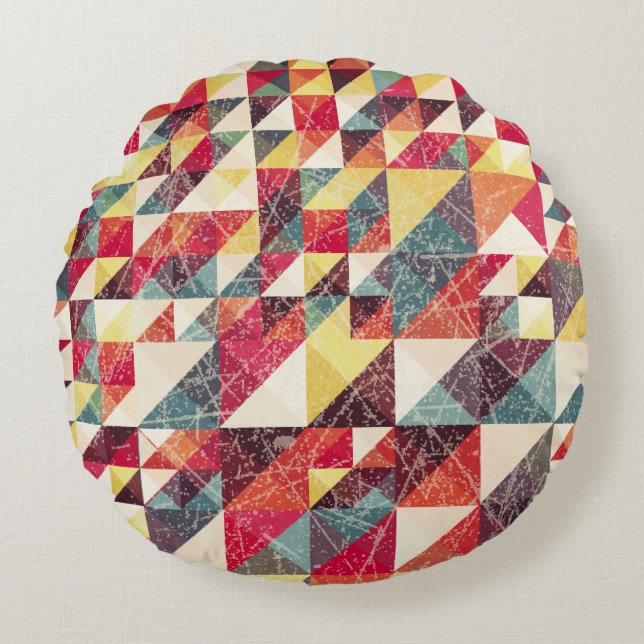 Abstract, vintage geometric backgroundpattern,colo round cushion (Front)