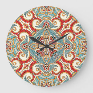 Abstract Vintage Graphical Repeat Wallpaper Large Clock