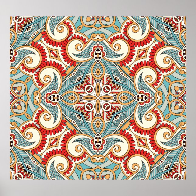 Abstract Vintage Graphical Repeat Wallpaper Poster (Front)