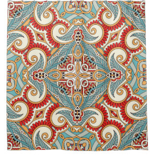 Abstract Vintage Graphical Repeat Wallpaper Shower Curtain