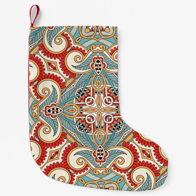Abstract Vintage Graphical Repeat Wallpaper Small Christmas Stocking (Front)