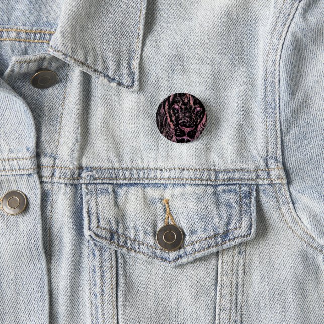 Abstract Vintage Lion Painting Button (In Situ)