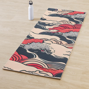 Abstract Vintage Ocean Waves Japanese Style Art Yoga Mat
