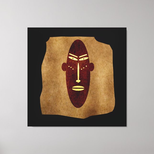Abstract vintage old African tribal face drawing Canvas Print (Front)