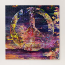 Abstract Vintage Peace Sign Jigsaw Puzzle.