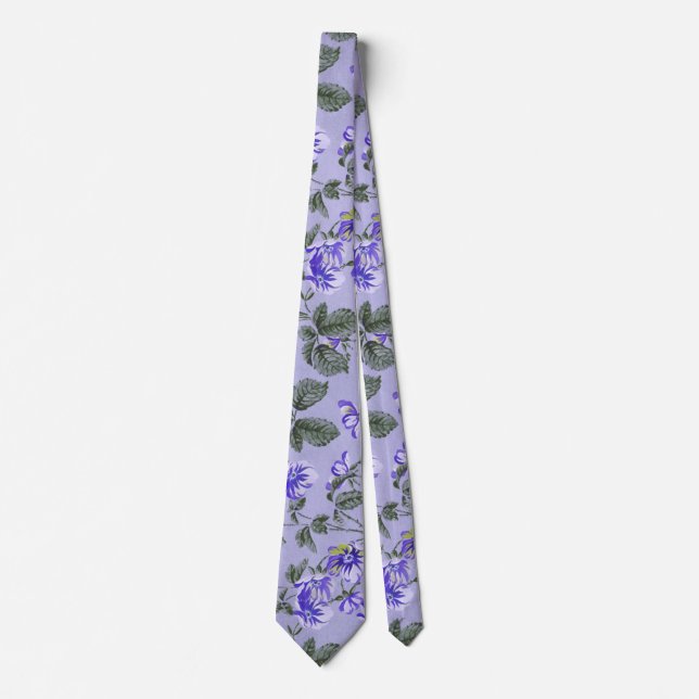 Abstract Vintage Purple Flowers  Tie (Front)