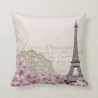Abstract Vintage Romantic Paris Eiffel Tower Art Cushion