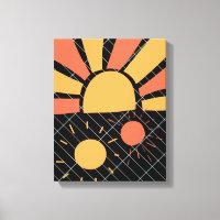 abstract vintage sunset orange & red bleu stripes