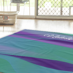 Abstract violet purple turquoise name fleece blanket