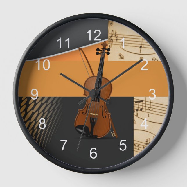 Abstract Violin Design Clock (Front)