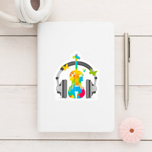 Abstract Violin with Headphones and Music Art  Square Sticker