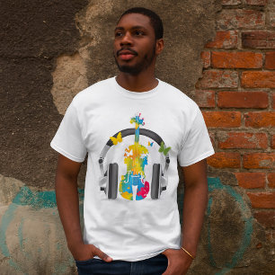 Abstract Violin with Headphones and Music Art  T-Shirt