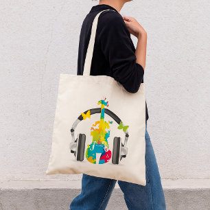 Abstract Violin with Headphones and Music Art  Tote Bag