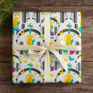 Abstract Violin with Headphones and Music Art  Wrapping Paper