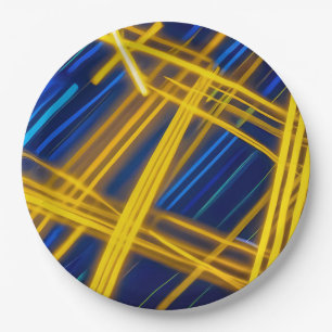 Abstract Vivid Cyberpunk Light Beam Chaotic Energy Paper Plate
