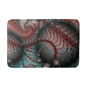 Abstract Vivid Fantasy Fractal Art Brown Blue Bath Mat