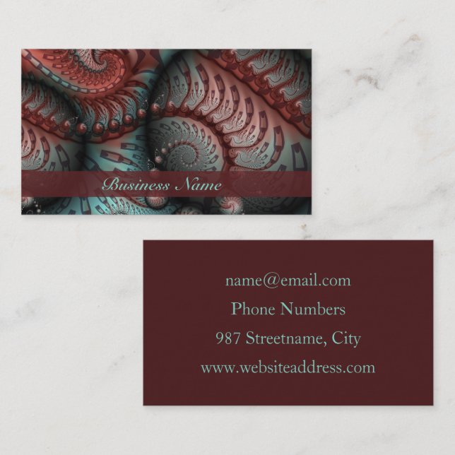 Abstract Vivid Fantasy Fractal Art Brown Blue Business Card (Front/Back)