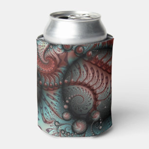 Abstract Vivid Fantasy Fractal Art Brown Blue Can Cooler