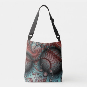 Abstract Vivid Fantasy Fractal Art Brown Blue Crossbody Bag