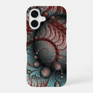 Abstract Vivid Fantasy Fractal Art Brown Blue iPhone 16 Case