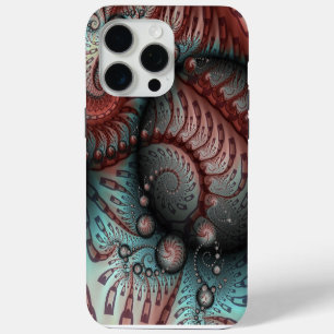 Abstract Vivid Fantasy Fractal Art Brown Blue iPhone 15 Pro Max Case