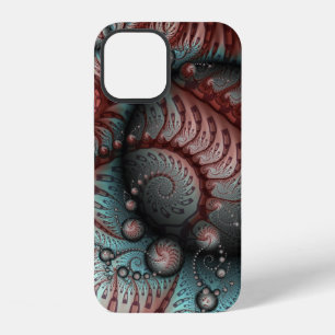 Abstract Vivid Fantasy Fractal Art Brown Blue iPhone 12 Case