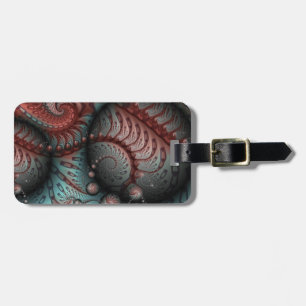 Abstract Vivid Fantasy Fractal Art Brown Blue Luggage Tag
