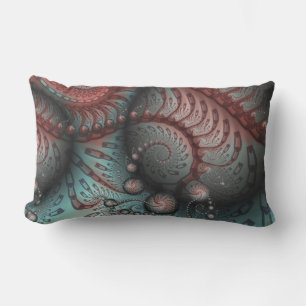 Abstract Vivid Fantasy Fractal Art Brown Blue Lumbar Cushion