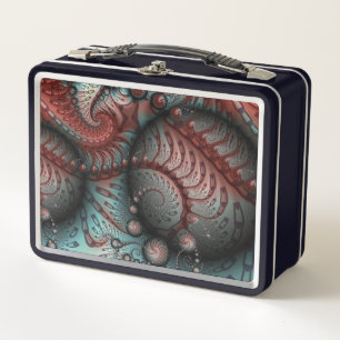 Abstract Vivid Fantasy Fractal Art Brown Blue Metal Lunch Box