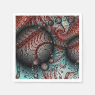 Abstract Vivid Fantasy Fractal Art Brown Blue Napkin