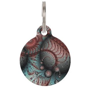 Abstract Vivid Fantasy Fractal Art Brown Blue Pet Tag