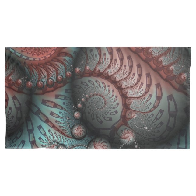 Abstract Vivid Fantasy Fractal Art Brown Blue Pillowcase (Front)