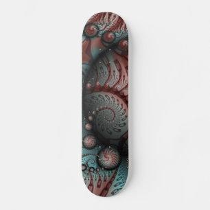 Abstract Vivid Fantasy Fractal Art Brown Blue Skateboard
