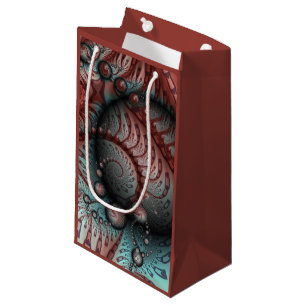 Abstract Vivid Fantasy Fractal Art Brown Blue Small Gift Bag