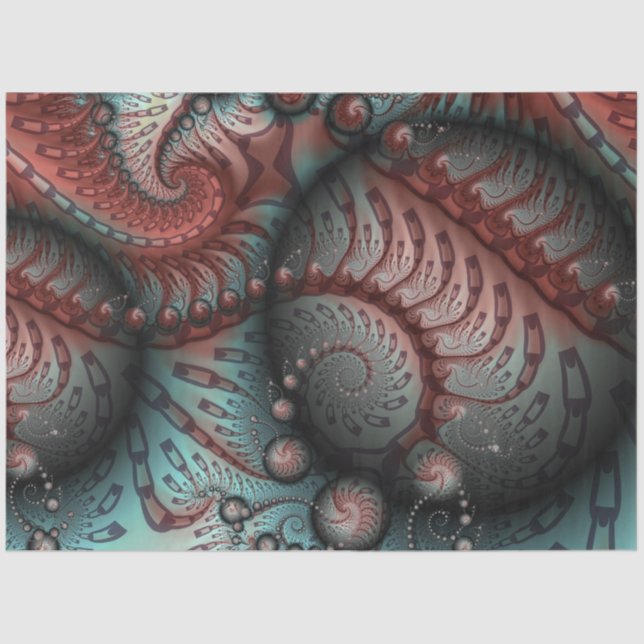 Abstract Vivid Fantasy Fractal Art Brown Blue Tissue Paper (Front)