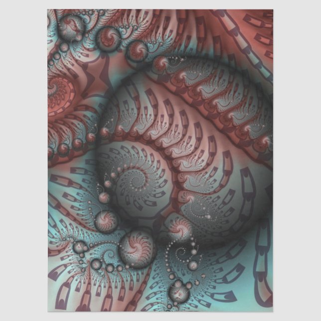 Abstract Vivid Fantasy Fractal Art Brown Blue Tissue Paper (Front)