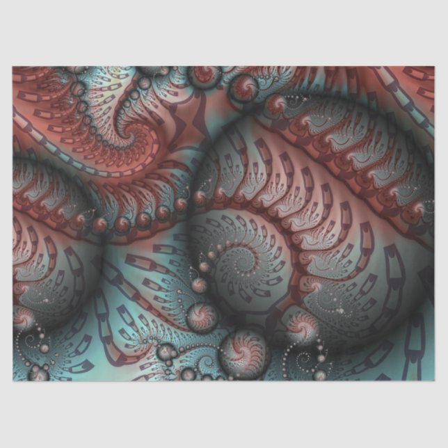 Abstract Vivid Fantasy Fractal Art Brown Blue Tissue Paper (Front)