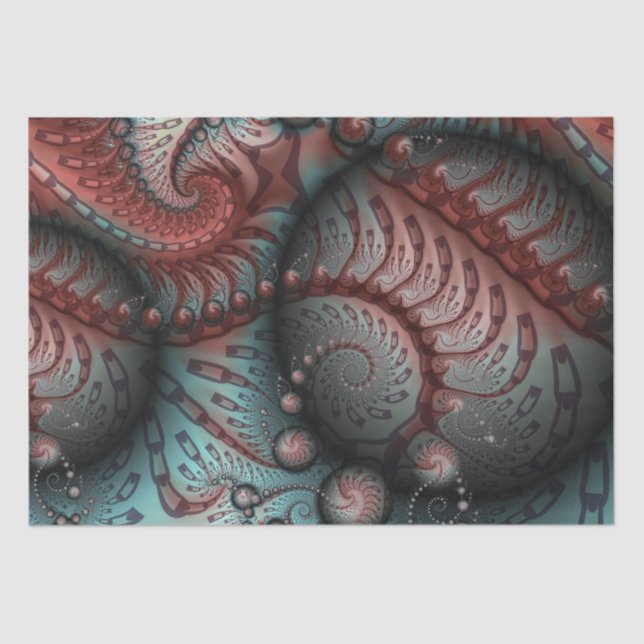 Abstract Vivid Fantasy Fractal Art Brown Blue Tissue Paper (Front)