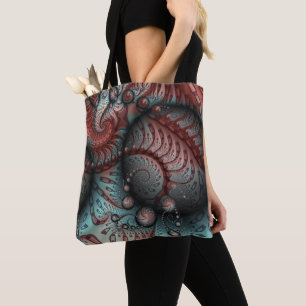 Abstract Vivid Fantasy Fractal Art Brown Blue Tote Bag