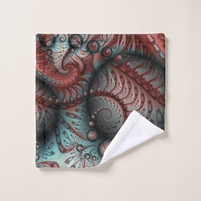 Abstract Vivid Fantasy Fractal Art Brown Blue Wash Cloth (Wash Cloth)