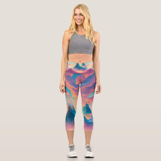 Abstract Volcanic Sunrise Capri Leggings